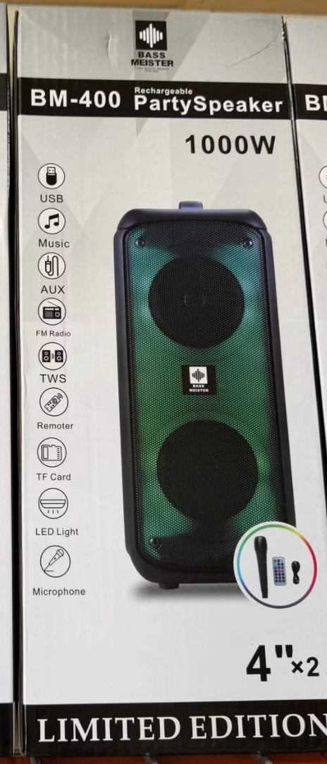 Bass Meister BM-400 1000W l Speaker | Bluetooth | Nieuw!, Ophalen of Verzenden, Nieuw