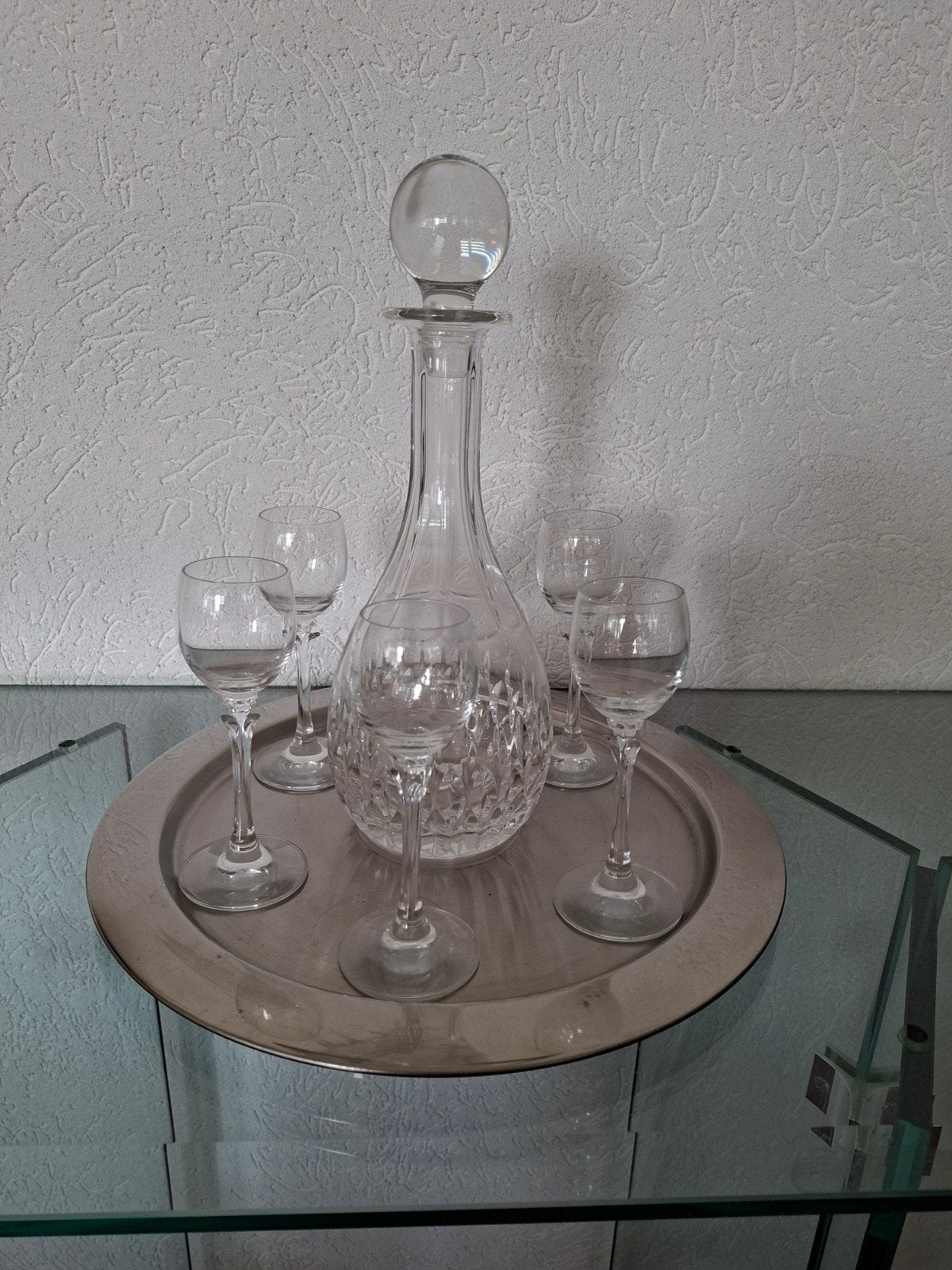 Kristallen likeurenset met karaf en glaasjes, Antiek en Kunst, Antiek | Glas en Kristal, Ophalen