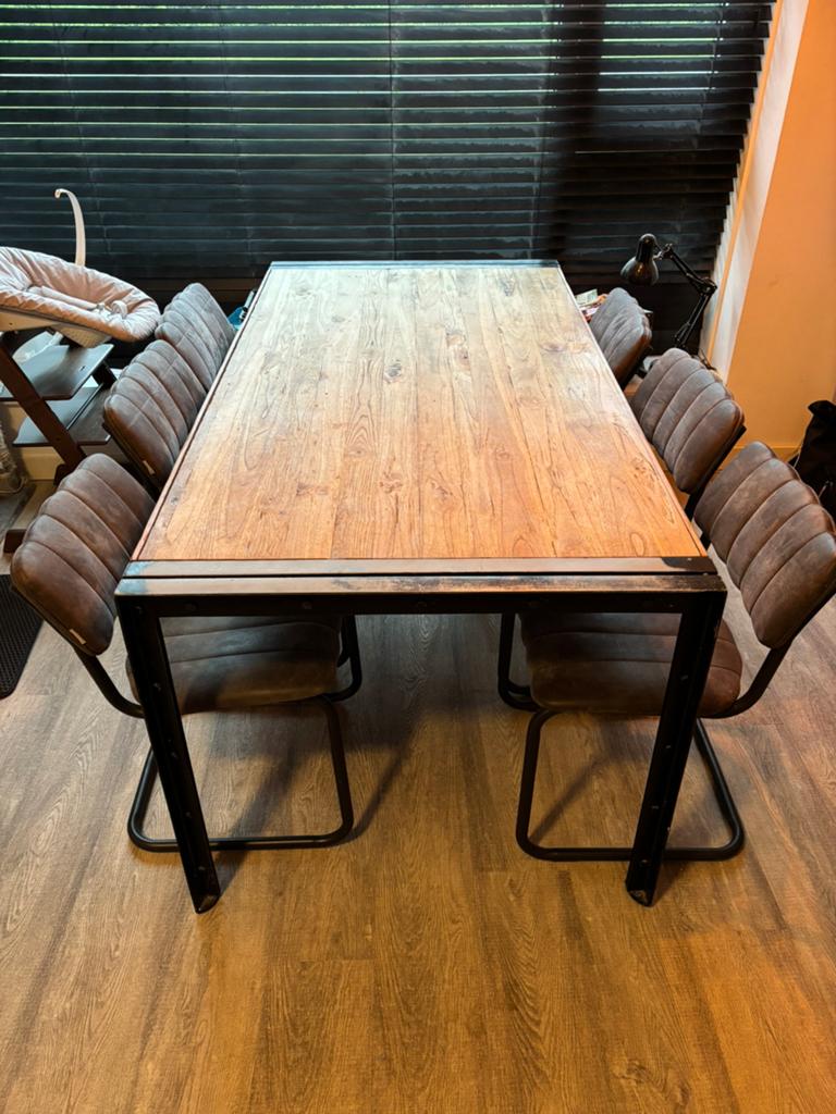 Eetkamer tafel met 6 stoelen, Ophalen, Gebruikt, 50 tot 100 cm, Vijf personen of meer
