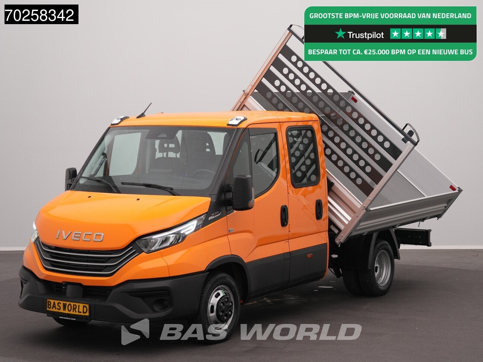 Iveco Daily 35C21 BPM VRIJ! 3-Zijdige Kipper Dubbel Cabine 2, Auto's, Bestelauto's, Automaat, Stof, Euro 6, Iveco