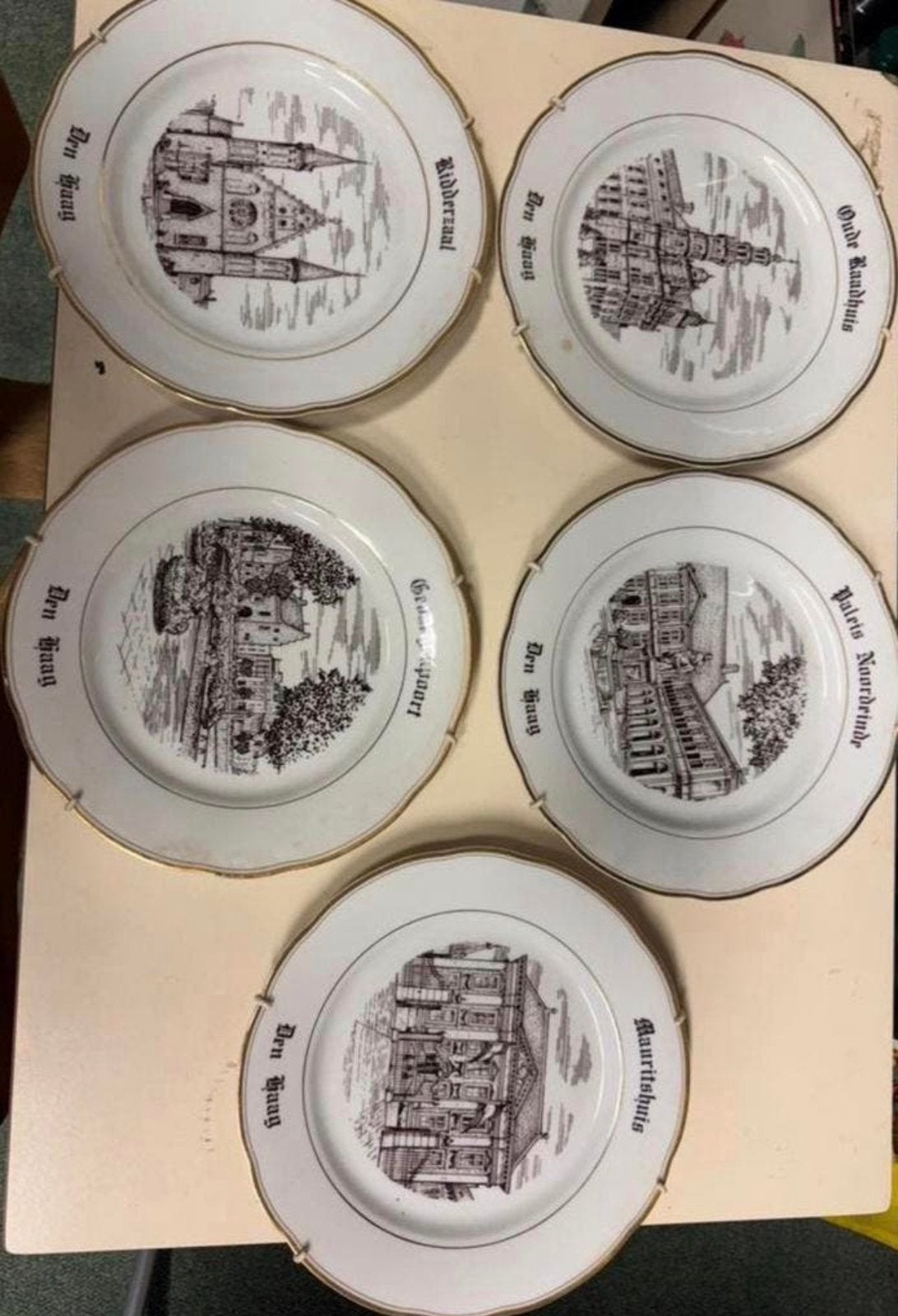 Vintage 5 porseleinen wandborden Den Haag.526, Ophalen of Verzenden