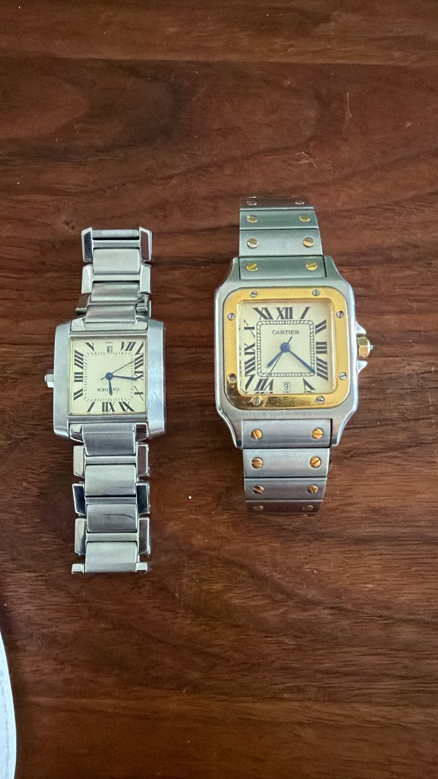 C. Santos 2961 horloges twee stijlvolle polshorloges, Sieraden, Tassen en Uiterlijk, Staal, Polshorloge, Zo goed als nieuw, Ophalen
