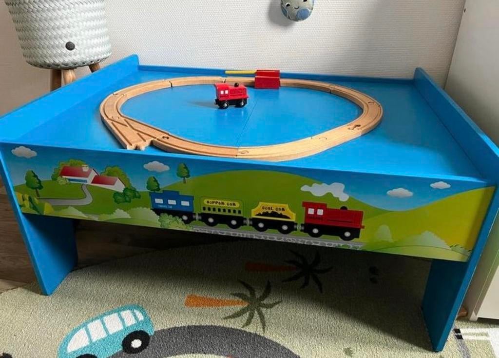 Houten Treinbaan Speeltafel met Trein en Rails, Ophalen, Gebruikt, Jongen of Meisje