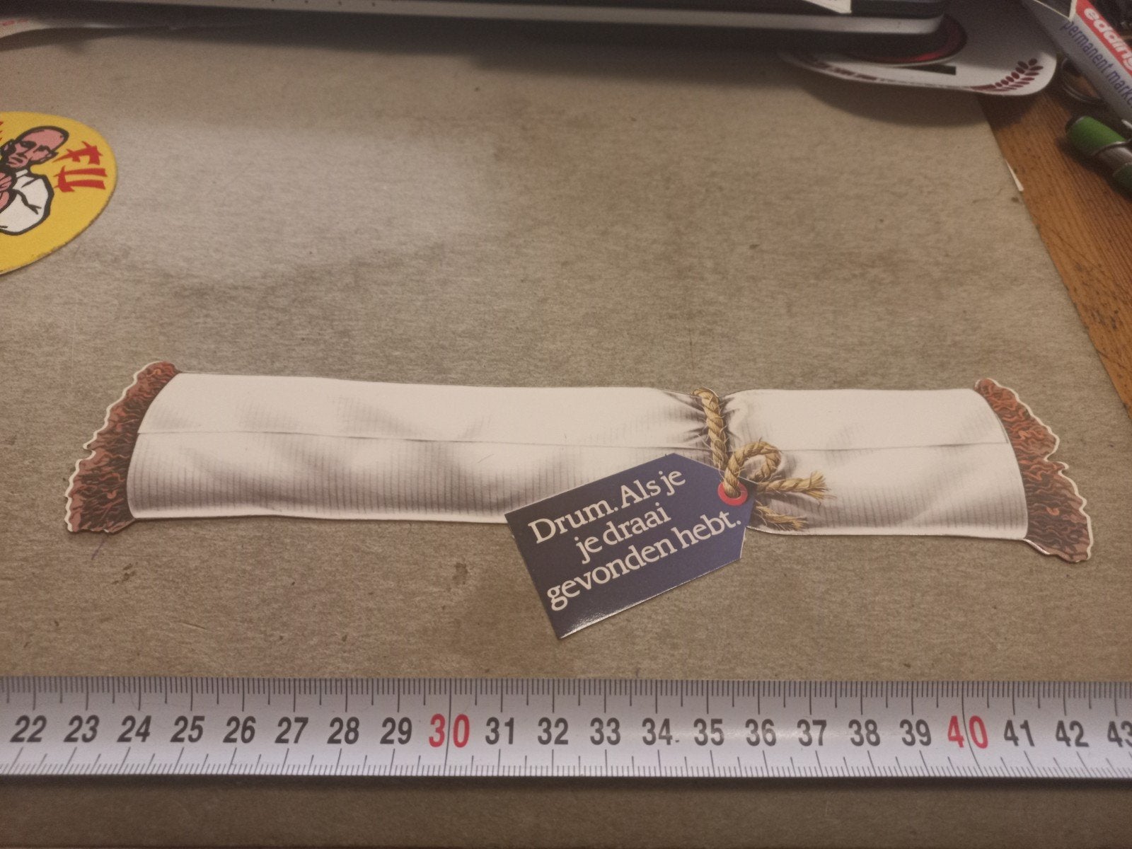 Drum Tabak sticker - "Als je je draai gevonden hebt", Verzamelen, Ophalen of Verzenden, Gebruikt
