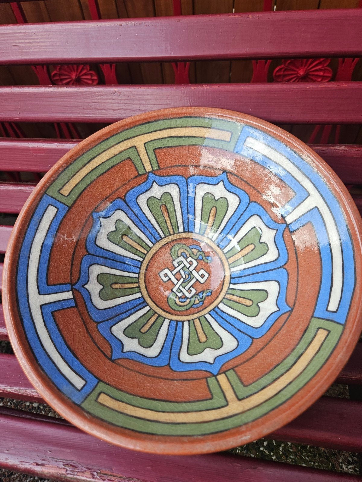 Aardewerk schaal uit Nepal, geëmailleerd, Antiek en Kunst, Ophalen of Verzenden