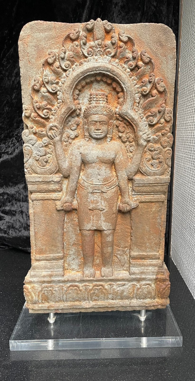 Khmer relief Cambodja, Ophalen, Gebruikt, 51 cm, Steen/keramiek