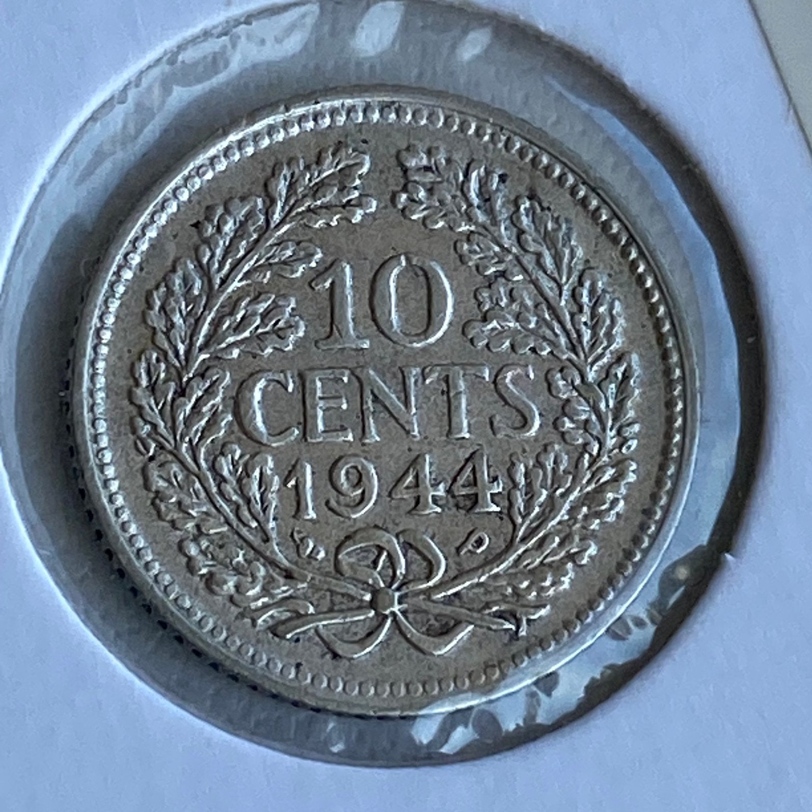 10 Cent / Dubbeltje Zilver uit 1944 Ep / Pe van Wilhelmina, Verzenden, Zilver, 10 cent, Koningin Wilhelmina