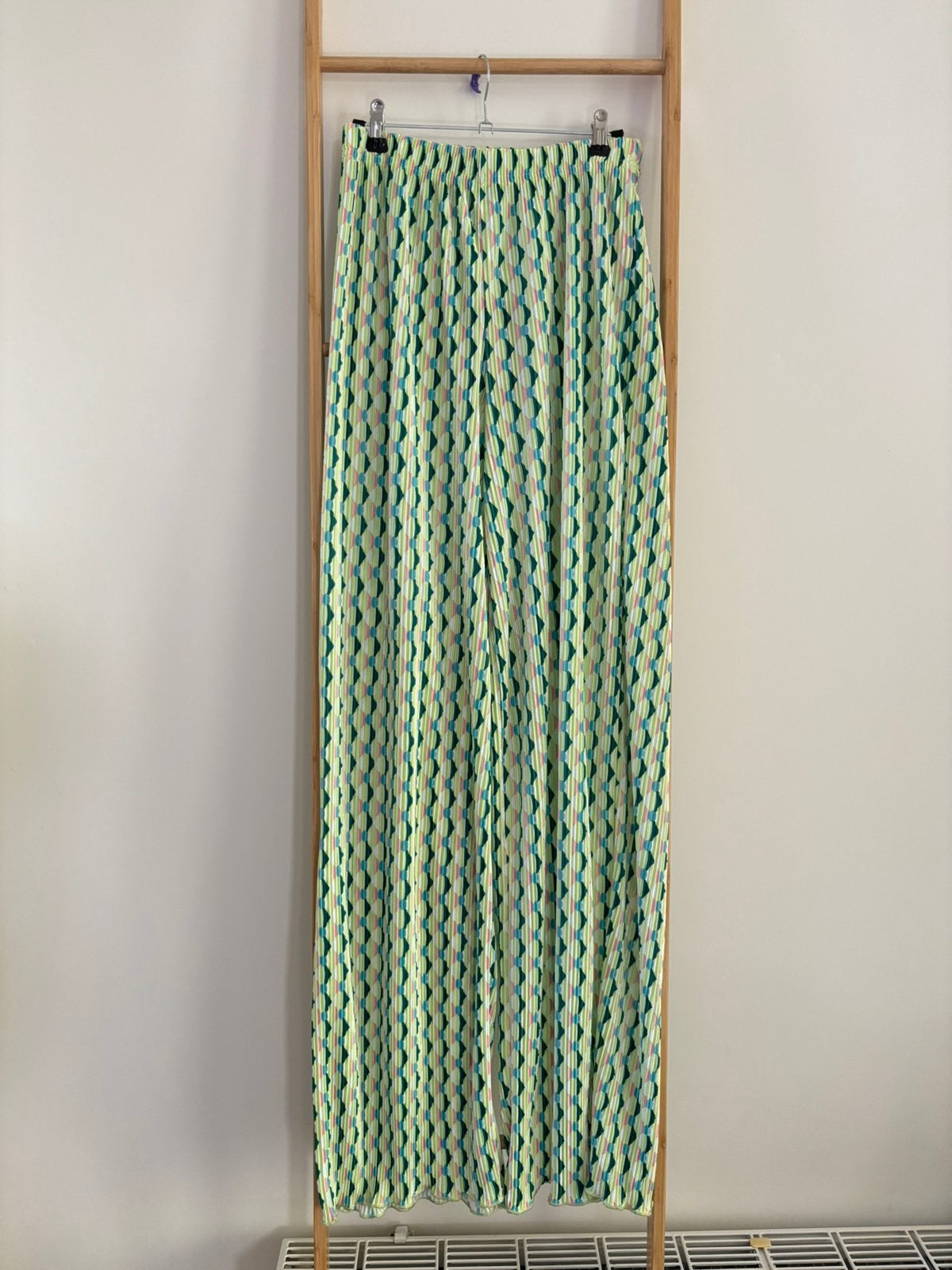 Mintgroene zomerse wijde broek met print Loavies, Maat 38/40 (M), Nieuw, Ophalen of Verzenden, Lang