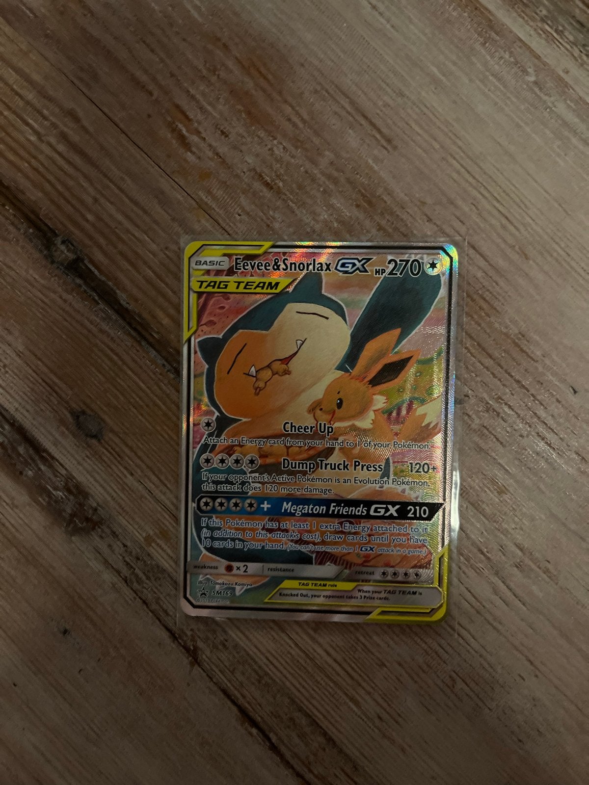 Eevee & Snorlax GX Tag Team Pokémon kaart NM, Ophalen of Verzenden, Zo goed als nieuw, Losse kaart