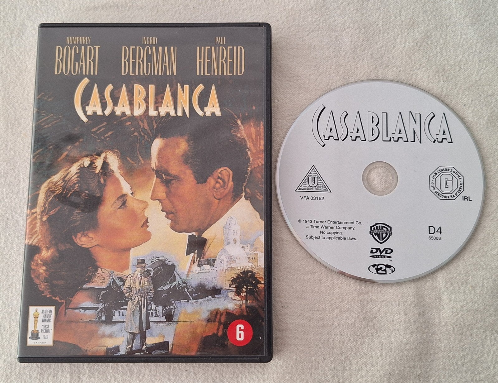 Casablanca (1943, Curtiz ) met Bogart, Bergman, Lorre, Cd's en Dvd's, Dvd's | Klassiekers, Engels, Nederlands, Ophalen of Verzenden