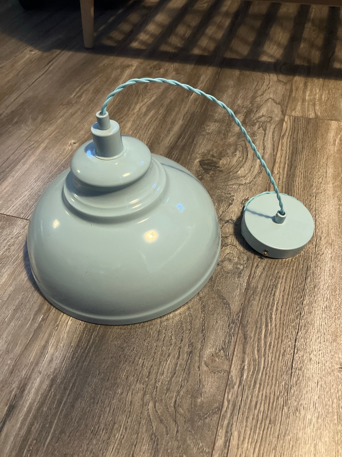 Leuke blauwe hanglamp - perfect voor elke kamer!, Ophalen, Zo goed als nieuw, Metaal, Minder dan 50 cm