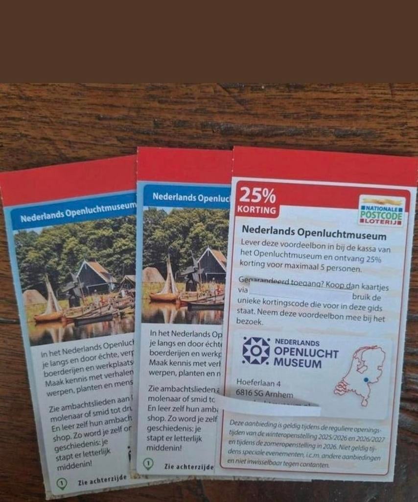 Openluchtmuseum Arnhem 25% korting, Tickets en Kaartjes, Drie personen of meer, Kortingskaart
