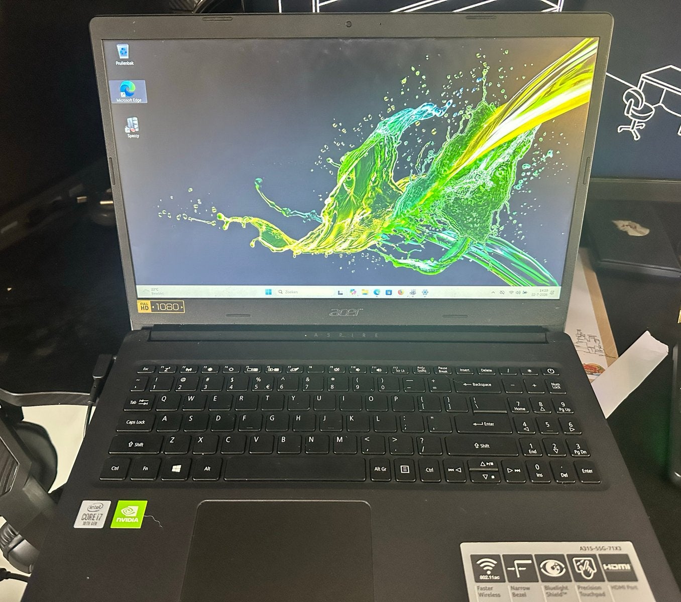 Acer Aspire 3 i7, 8GB RAM, 476GB SSD - (inruil mogelijk), Computers en Software, Windows Laptops, Ophalen, Gebruikt, Met videokaart