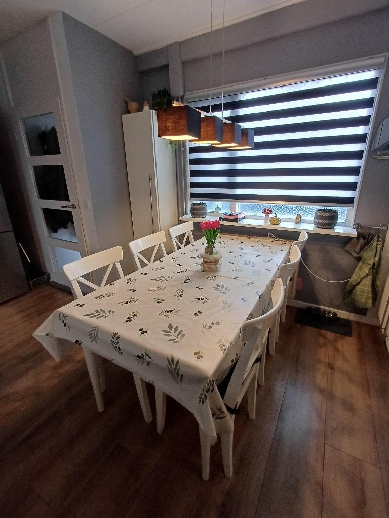 BUITENKANS: praktische, stevige eettafel met 6 stoelen!, Huis en Inrichting, Ophalen, Gebruikt, 100 tot 150 cm, 50 tot 100 cm