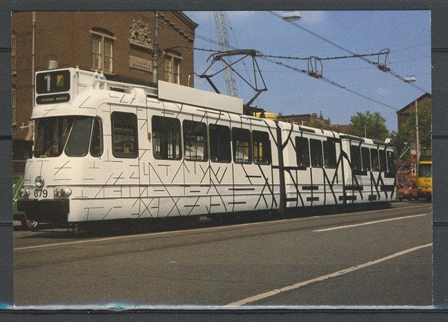 Kunst Tram 679 Lijn 1 1986 Foto-Ansichtkaart TRAM t-122 jdu, Ophalen of Verzenden, Zo goed als nieuw, Tram, Kaart of Prent