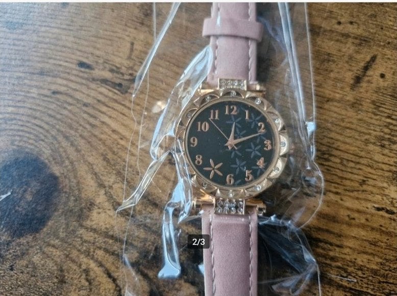 Oud roze quartz dames horloge Met sier diamantjes hh, Onbekend, Nieuw, Ophalen of Verzenden, Onbekend