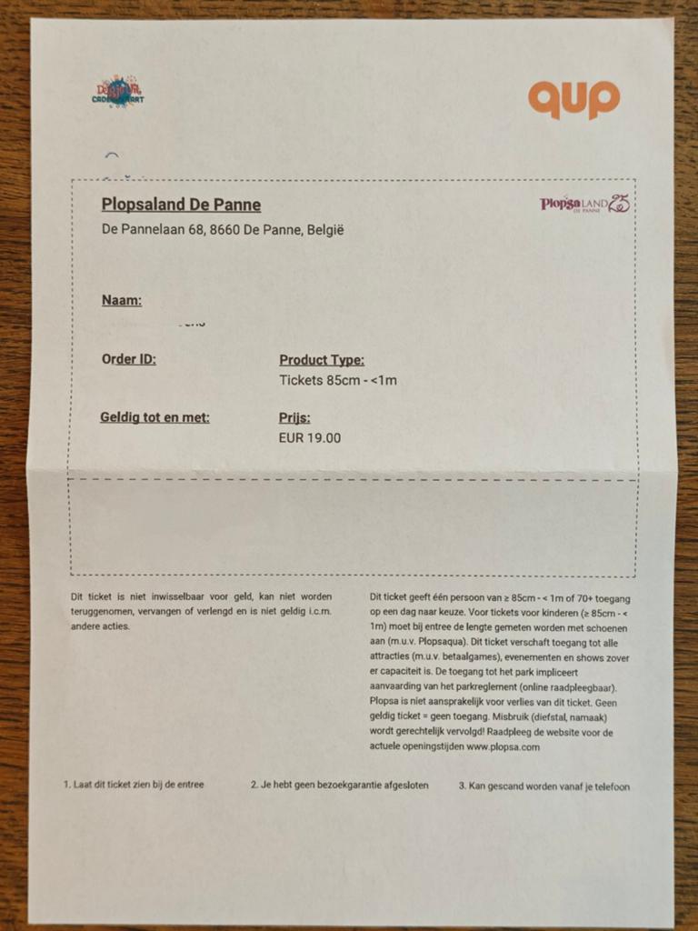Plopsaland de Panne - Enkel ticket 85cm (t/m 11-7-26 geldig), Eén persoon, Ticket of Toegangskaart
