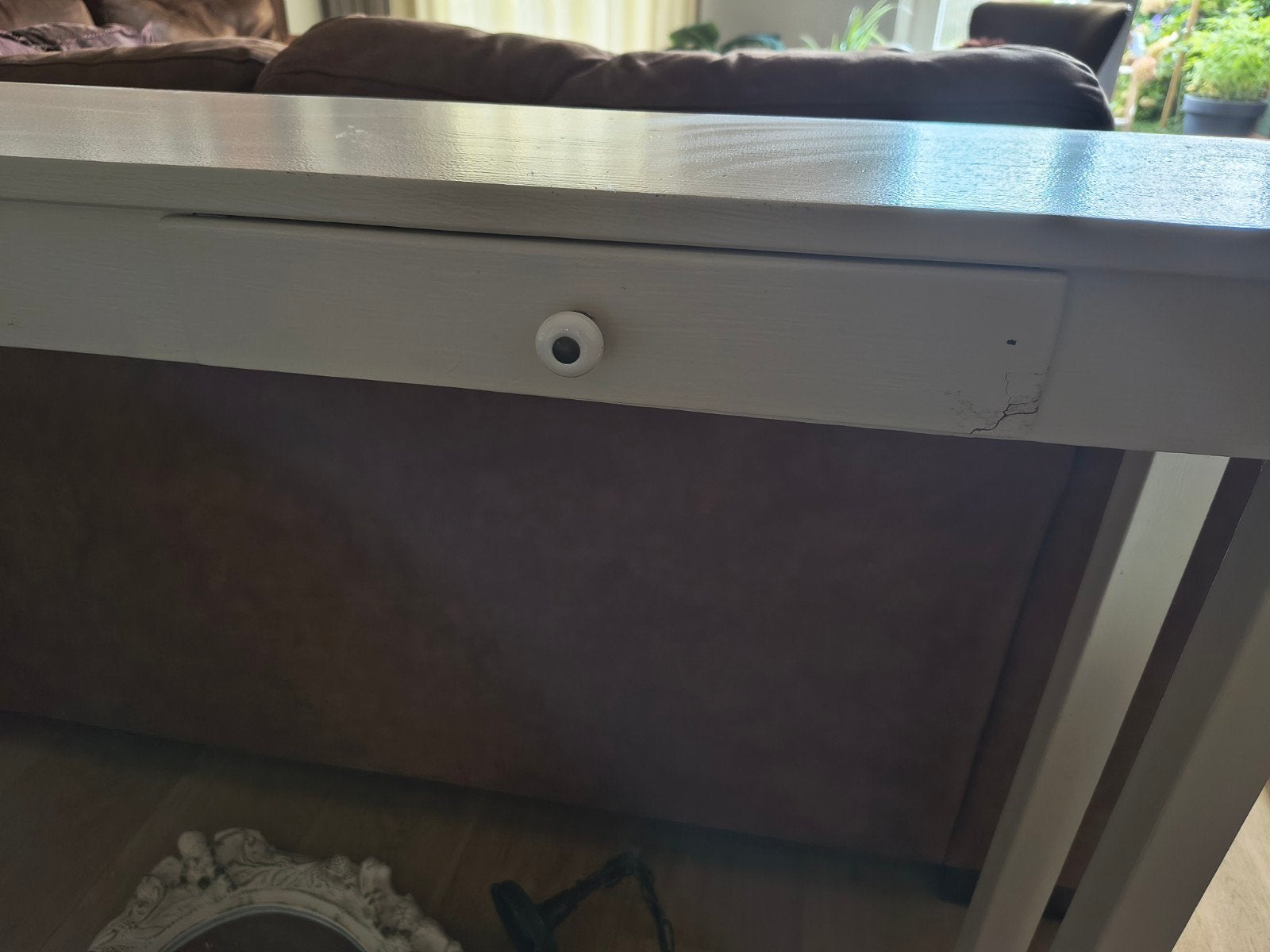 Sidetable, zelfgemaakt, wit geschilderd, Ophalen, 25 tot 50 cm, Rechthoekig
