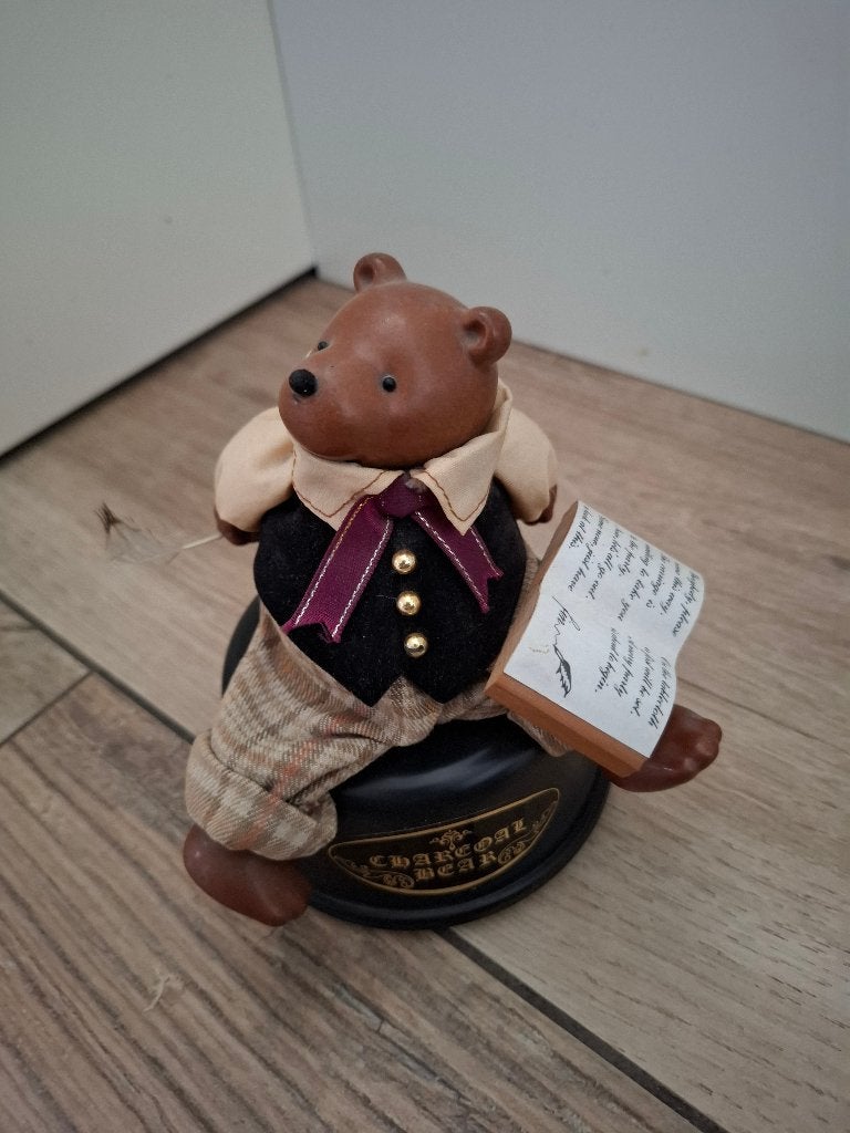 Vintage muziekdoos lezende beer - Charcoal Bear - Japan, Ophalen of Verzenden, Gebruikt, Overige typen, Overige merken