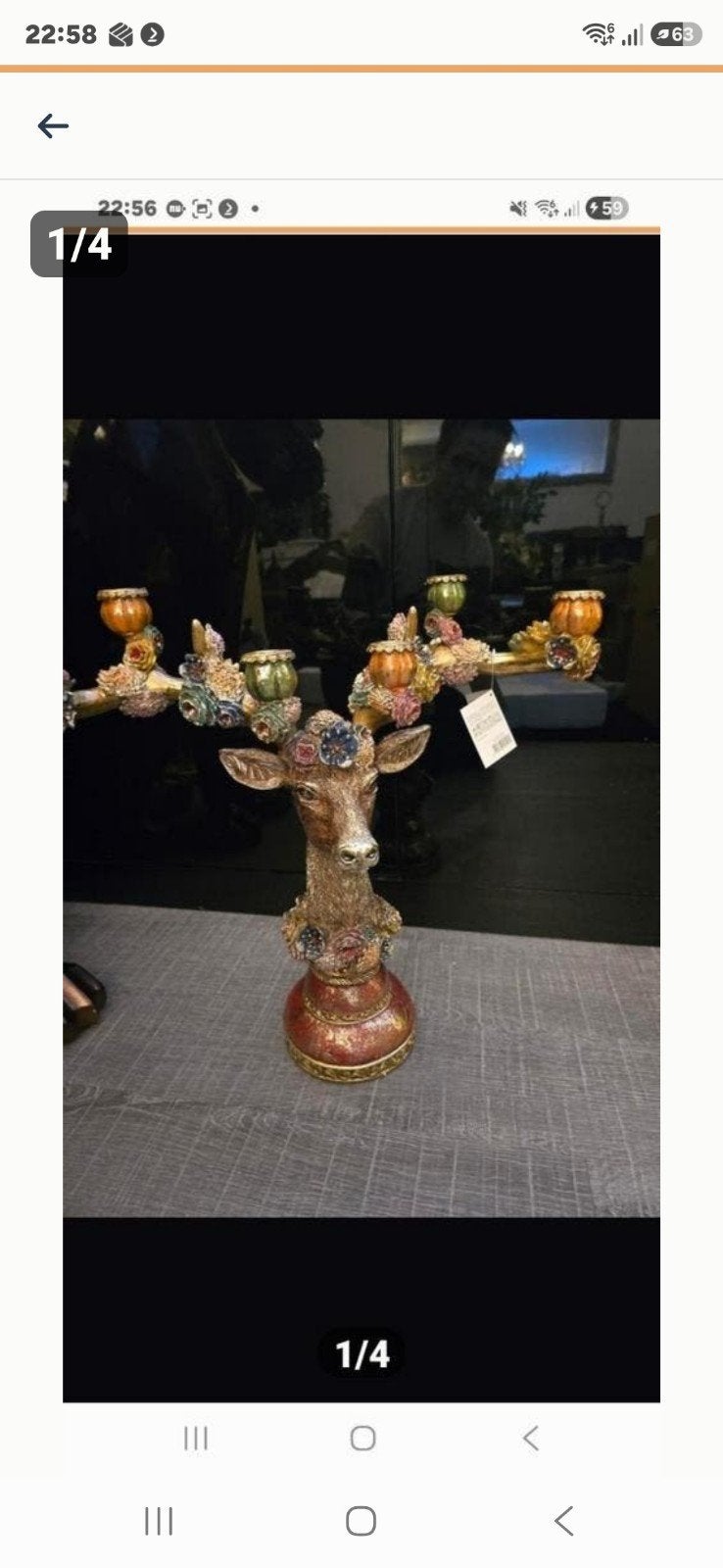 Decoratieve herten kandelaar met bloemendetails., Ophalen, Nieuw, Kandelaar