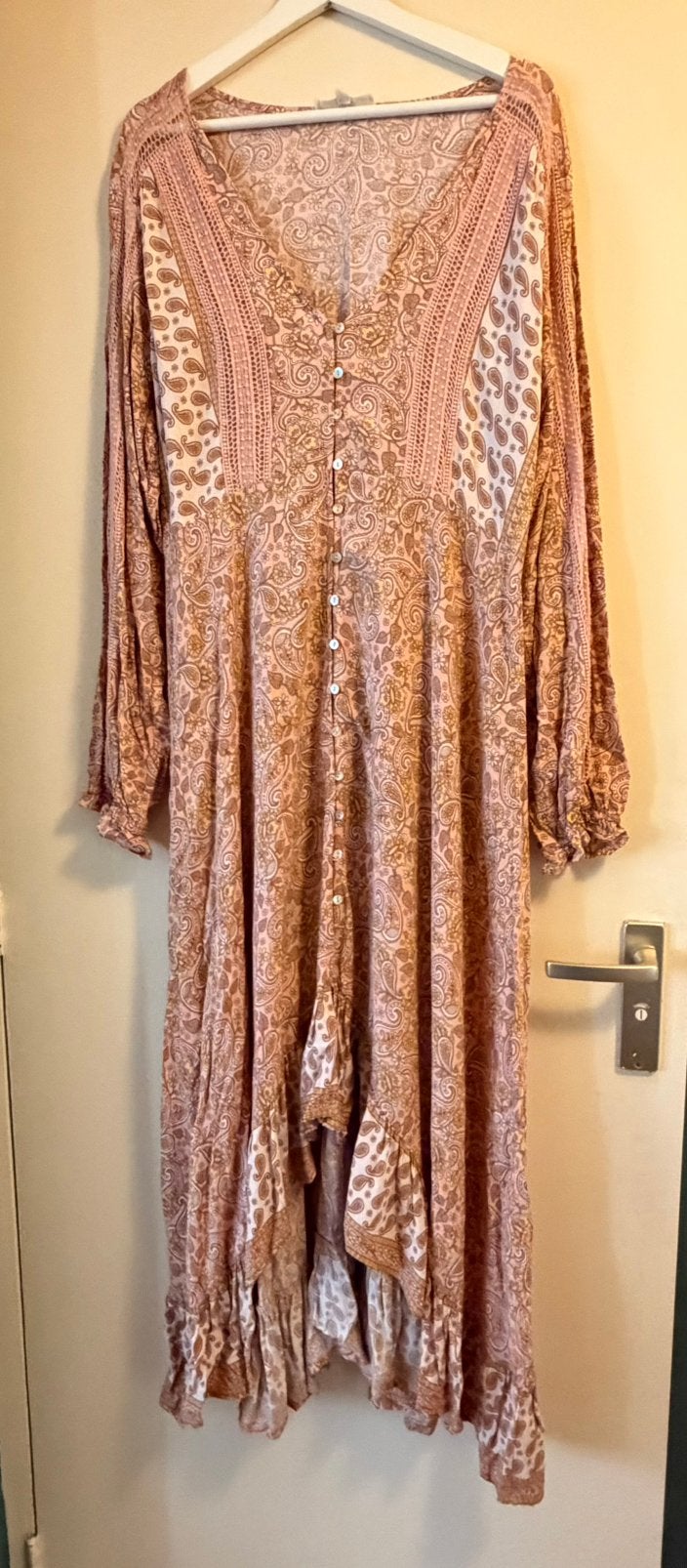 Jaase ibiza boho gypsy doorknoopjurk  roze xxl viscose, Kleding | Dames, Jurken, Verzenden, Maat 46/48 (XL) of groter, Zo goed als nieuw