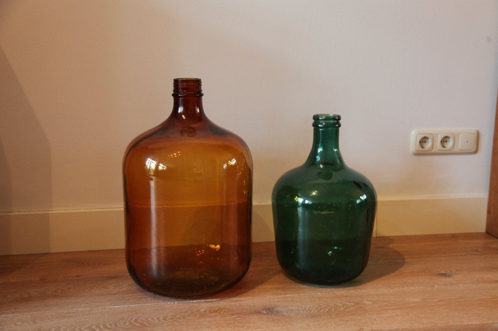 2x wijn gistfles decoratief gekleurd, Ophalen, Overige kleuren, Minder dan 50 cm, Glas