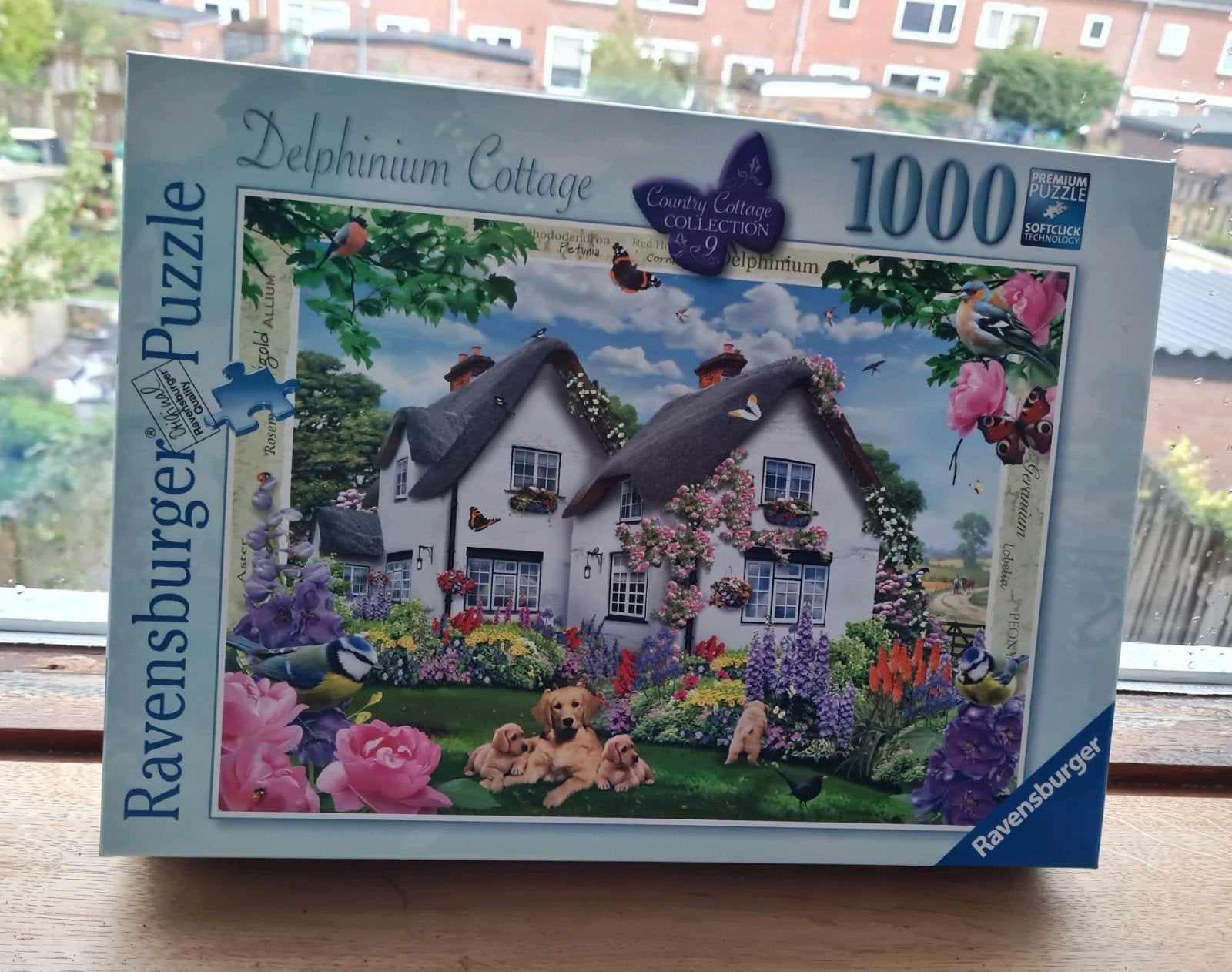 Ravensburger Delphinium Cottage Legpuzzel 1000 stukjes, Ophalen of Verzenden, 500 t/m 1500 stukjes, Zo goed als nieuw, Legpuzzel