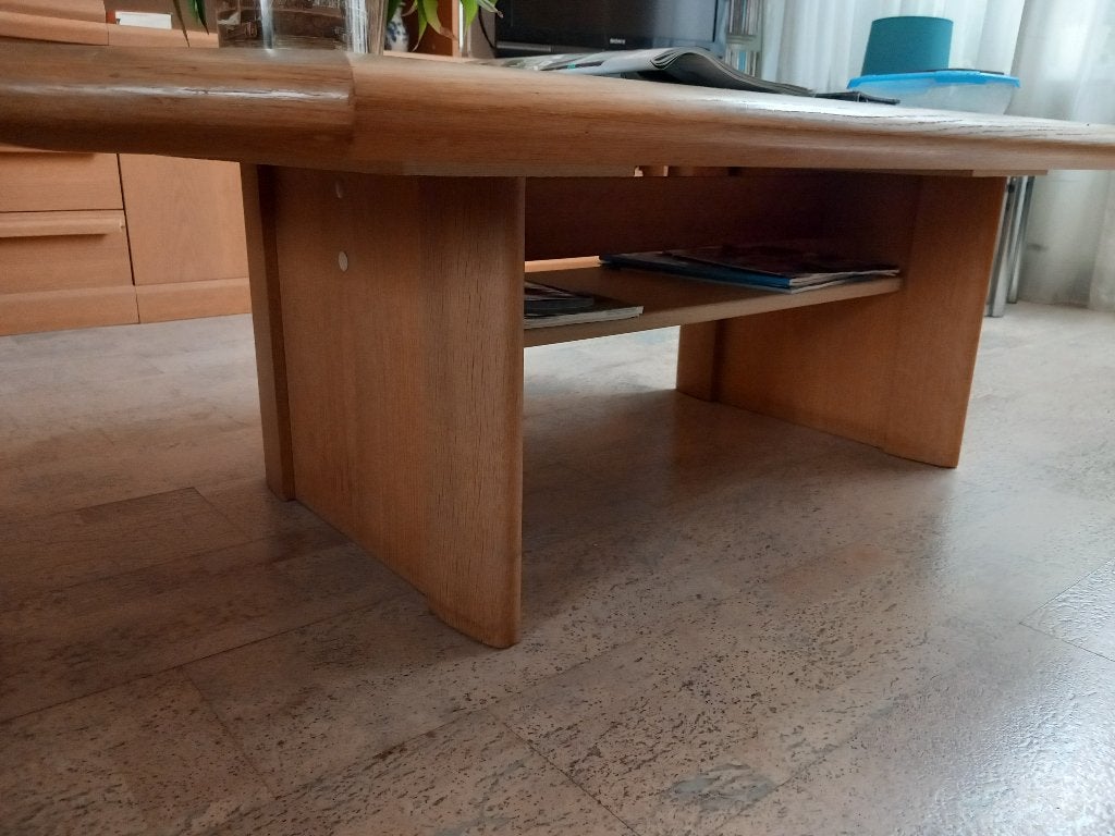 Houten salontafel 140 x 80 cm met tegels, Ophalen, 100 tot 150 cm, 50 tot 100 cm, Zo goed als nieuw