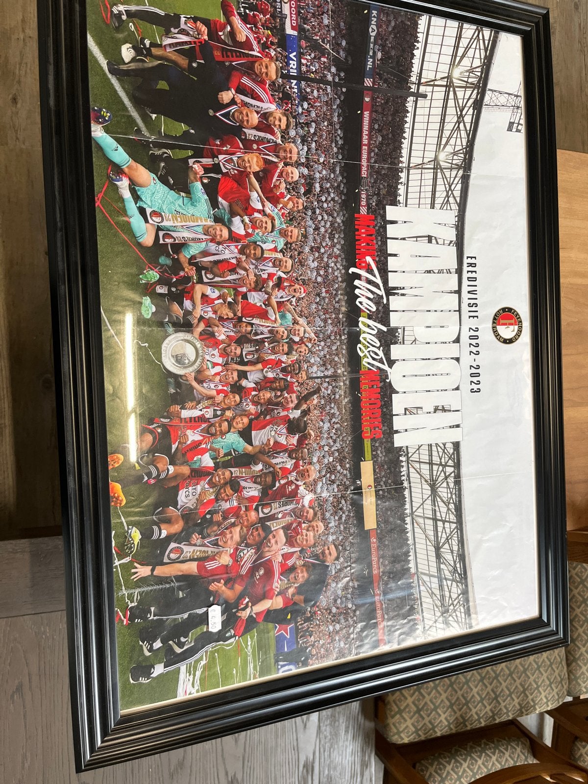 Feyenoord Kampioen Eredivisie 2022-2023 Poster Ingelijst, Oorspronkelijke maker, Ophalen of Verzenden, Zo goed als nieuw, Foto of Poster