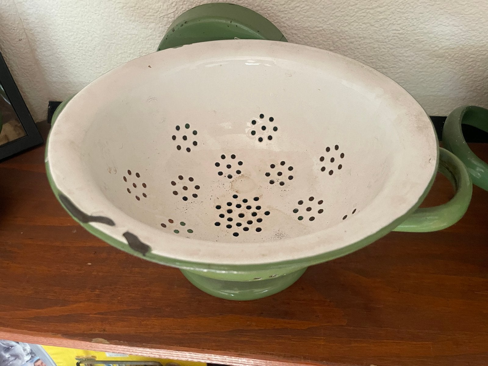 Vintage Groen Emaille Vergiet - Keuken Retro Stijl, Antiek en Kunst, Antiek | Emaille, Ophalen of Verzenden