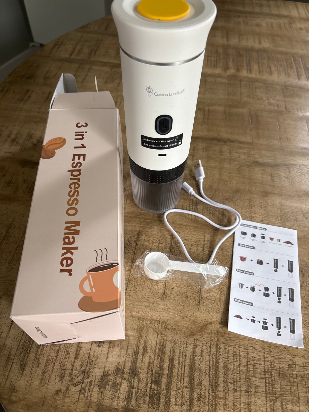 3-in-1 Draagbare Espressomaker - Nieuw in doos, Ophalen, Espresso apparaat, Nieuw, Gemalen koffie
