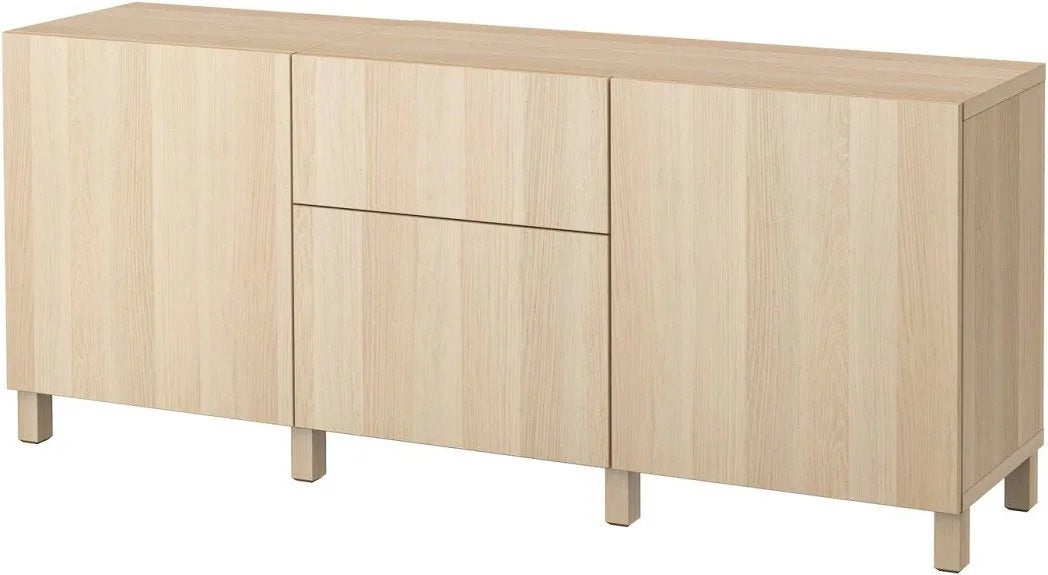 Zo goed als nieuw licht eiken dressoir Besta (235 cm), Ophalen, Eikenhout, Zo goed als nieuw, 200 cm of meer