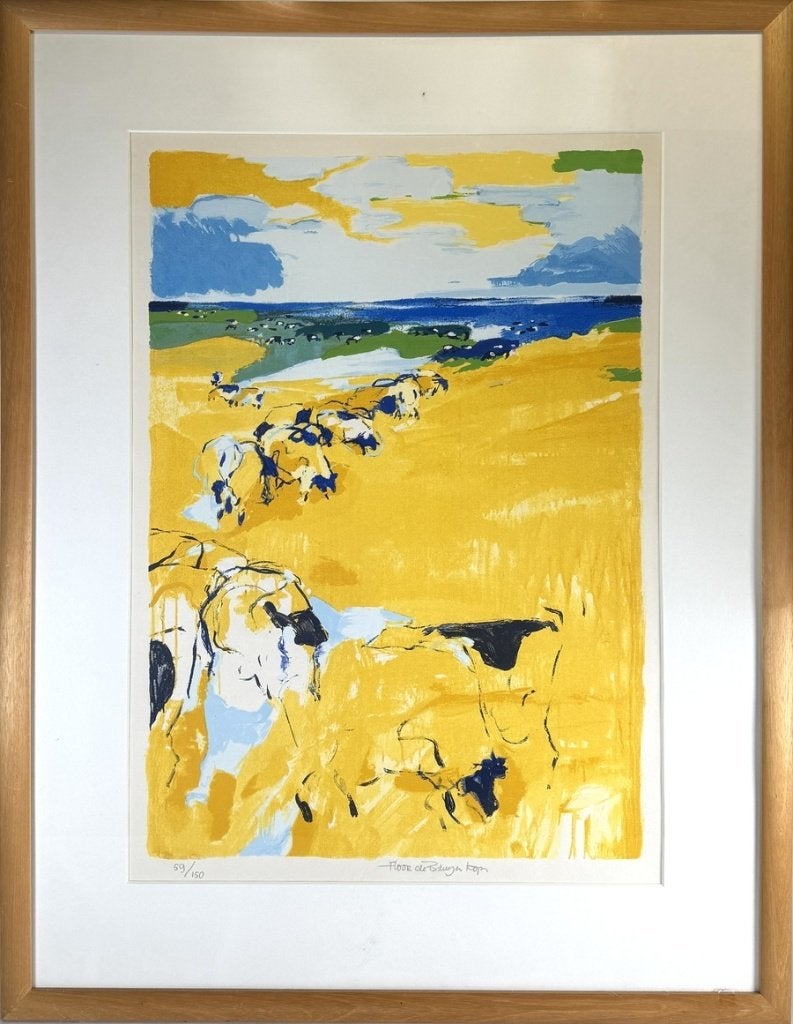112. Zeefdruk, Floor de Bruyn Kops - kudde in landschap, Ophalen
