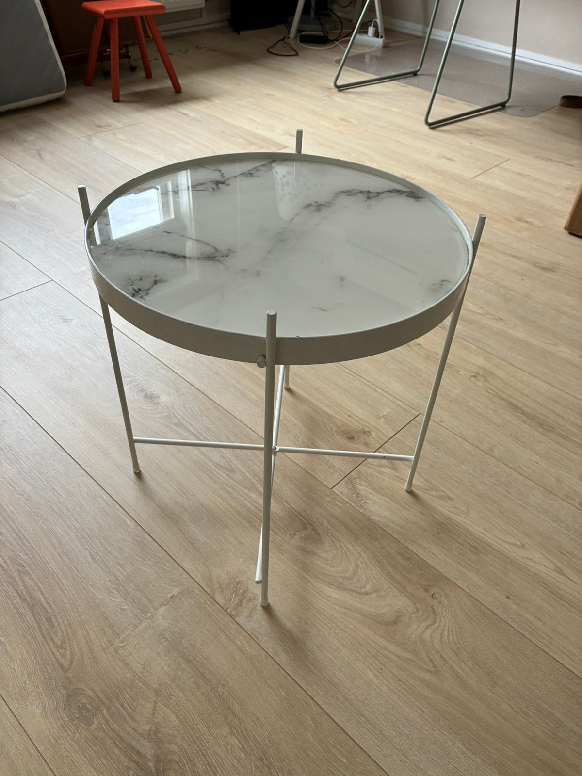 Bijzettafel van zuiver, Minder dan 55 cm, Gebruikt, Metaal of Aluminium, Rond