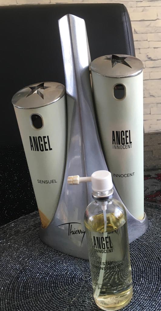 Vintage Angel Innocent 100 ml + display bij lancering Mugler, Ophalen of Verzenden, Zo goed als nieuw, Parfumfles