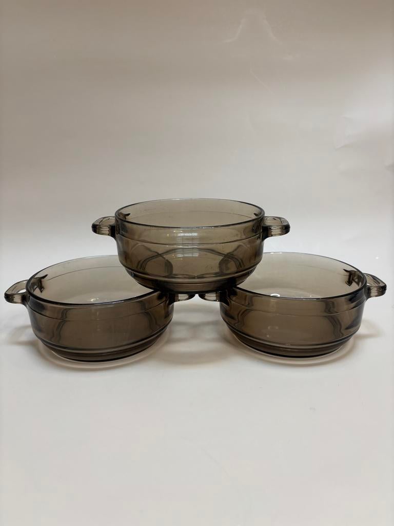 3 Vintage Arcoroc Rookglas Soepkommen, Ophalen of Verzenden