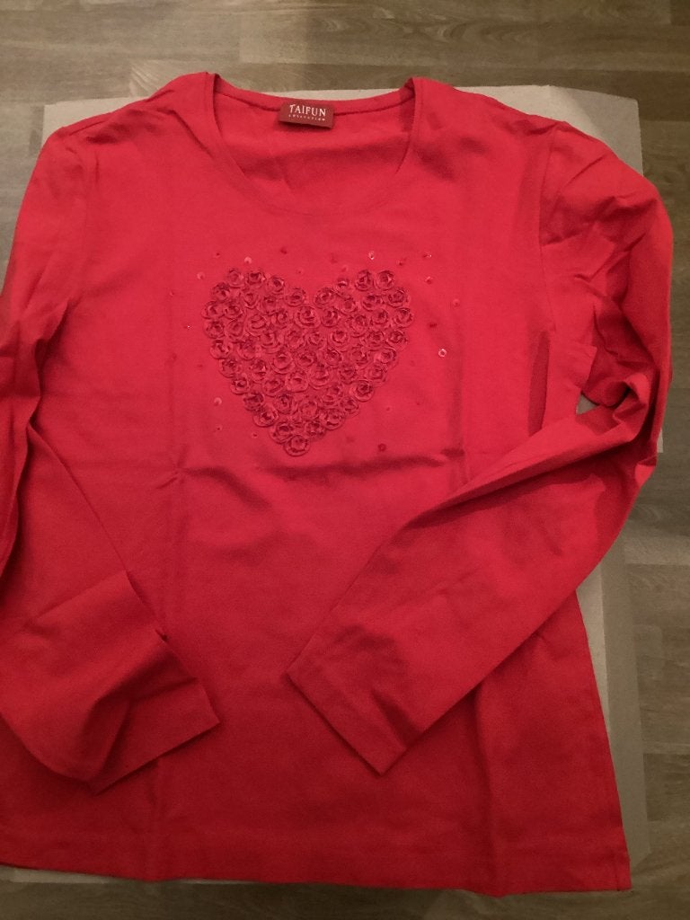 Rode t-shirt, met lange mouw, Zo goed als nieuw, Taifun, Lange mouw, Rood
