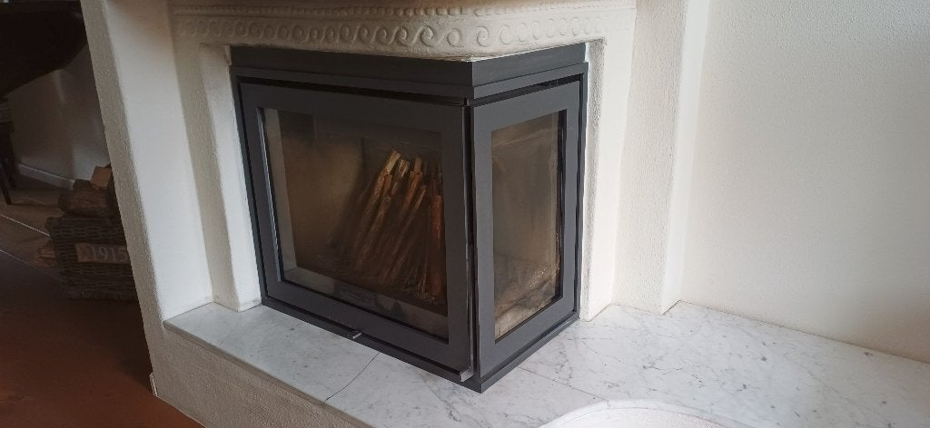 Dik Geurts inzethaard Instyle Corner 700br/600h/400d, Ophalen, Gebruikt, Houtkachel, Inbouw
