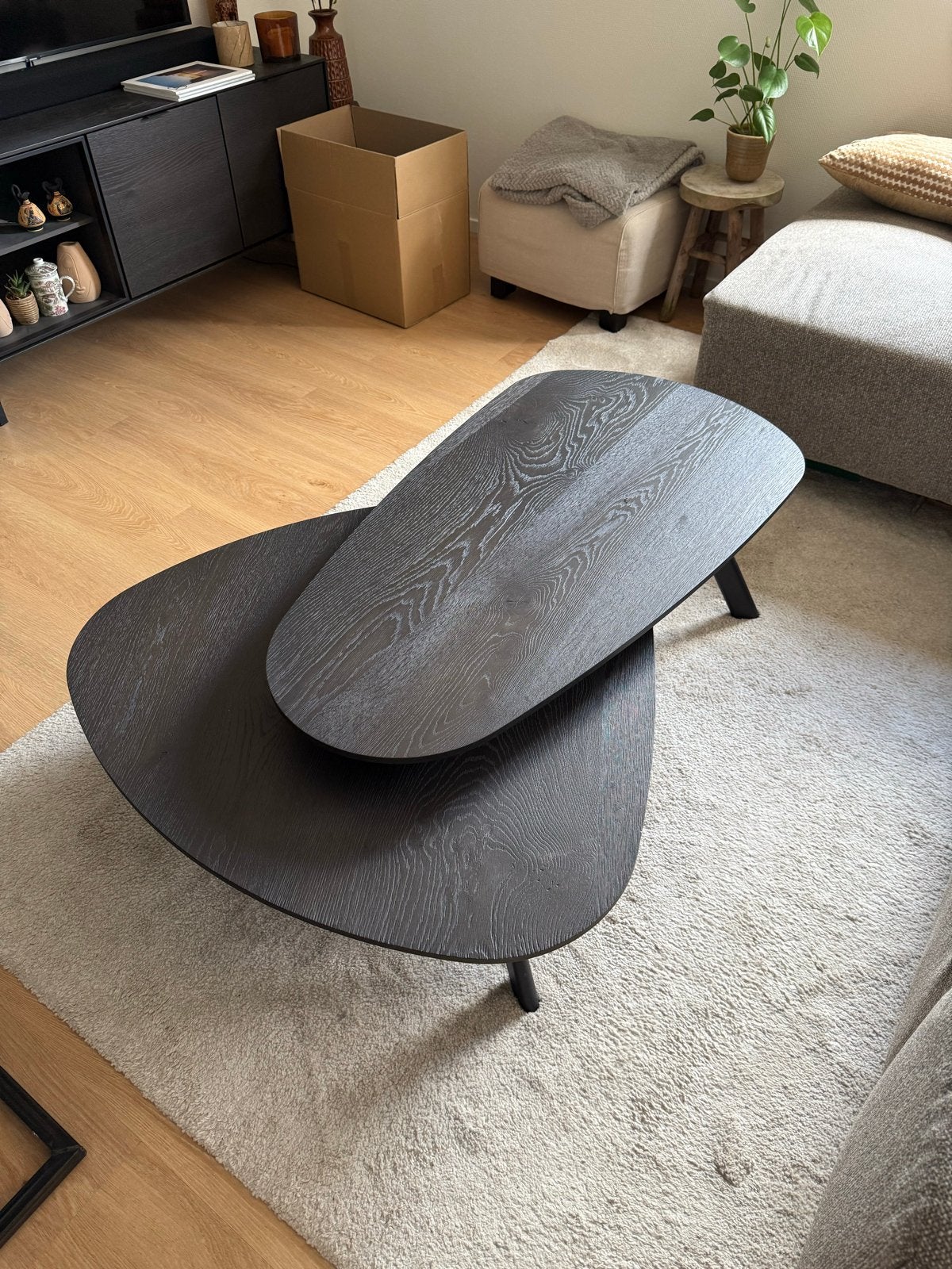 Salontafelset Livada Eiken Fineer Onyx Gelakt, Ophalen, 100 tot 150 cm, Eikenhout, 50 tot 100 cm