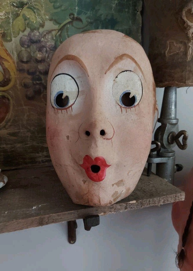 Antiek Frans masker papiermache,, Ophalen of Verzenden