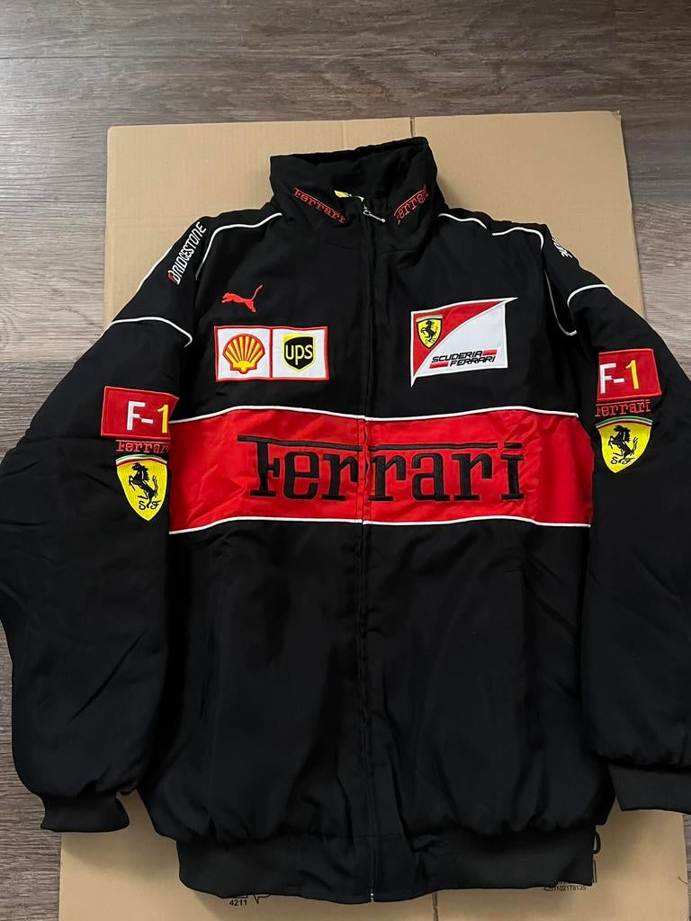 Ferrari Racing jas (maat M) – black vintage stijl, Verzenden, Zo goed als nieuw, Maat 48/50 (M), Zwart