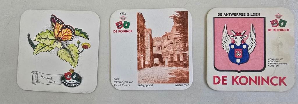 De Koninck verzamelviltjes: Potagepoort, Monarchvlinder & Ac, Verzamelen, Biermerken, Ophalen of Verzenden, Reclamebord, Plaat of Schild