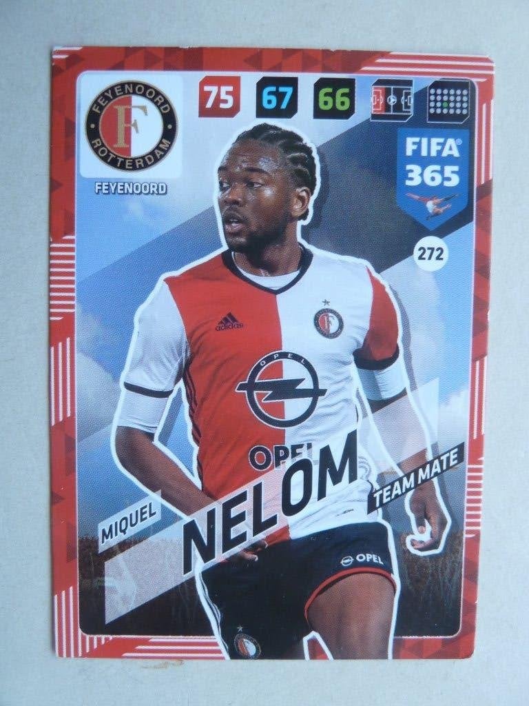 Panini Fifa 365 card.  Miquel.Nelom. Feyenoord, Verzamelen, Sportartikelen en Voetbal, Ophalen of Verzenden, Zo goed als nieuw