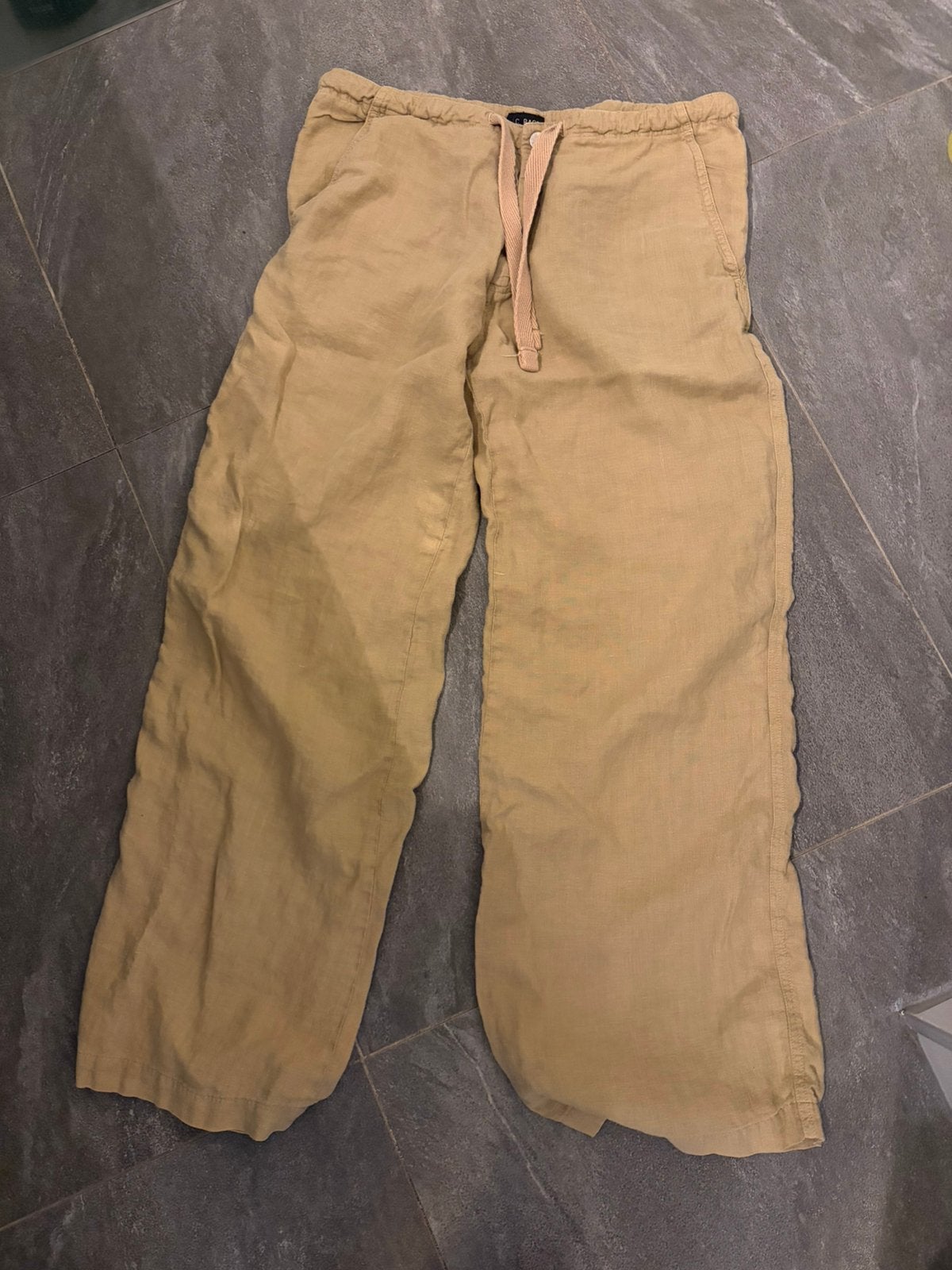 Gratis  heren linnen broek, Kleding | Heren, Ophalen of Verzenden, Gedragen, Maat 48/50 (M), Beige
