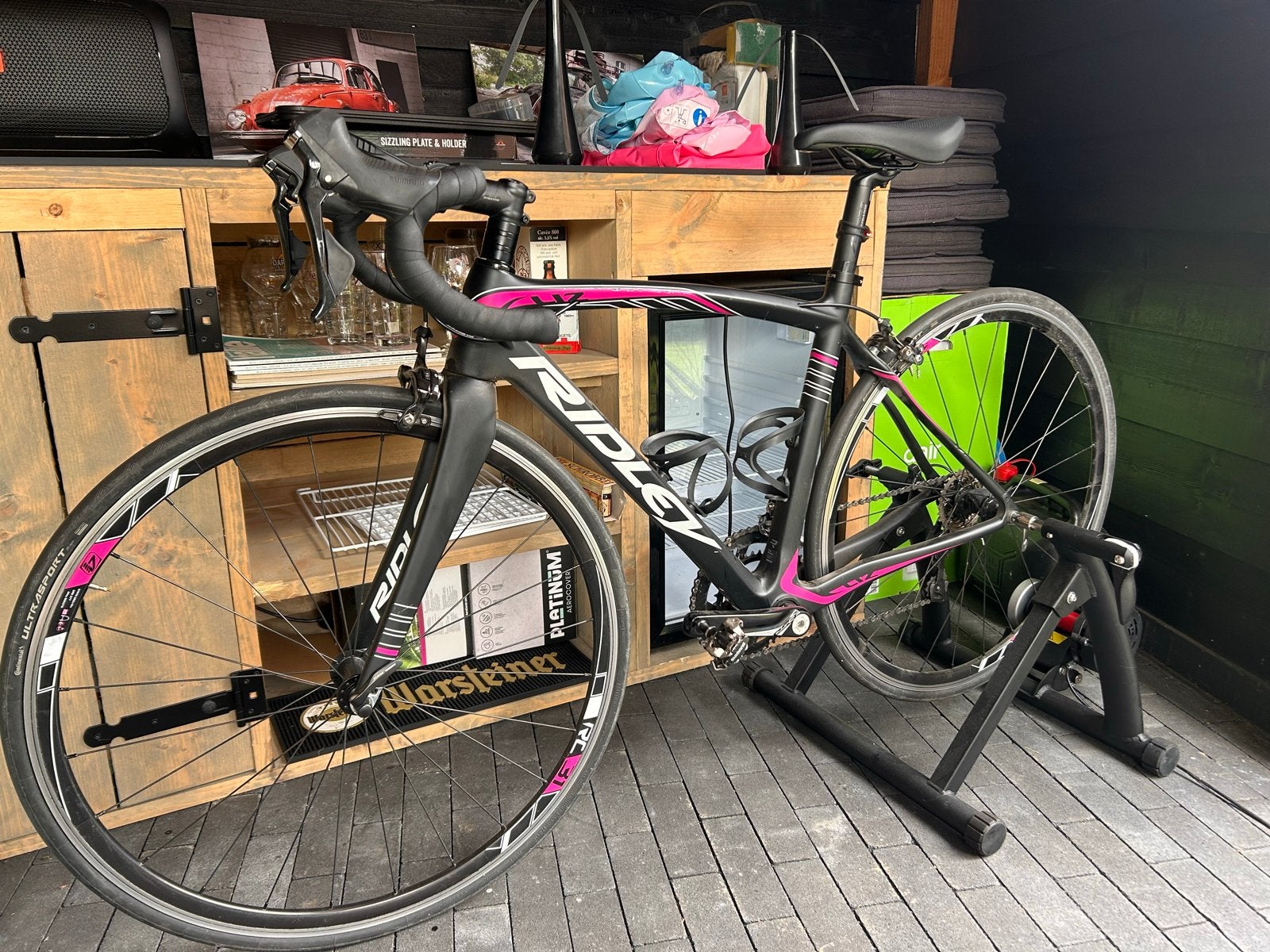 Ridley roze Carbon racefiets XS, 28 inch, Gebruikt, Carbon, Velgrem