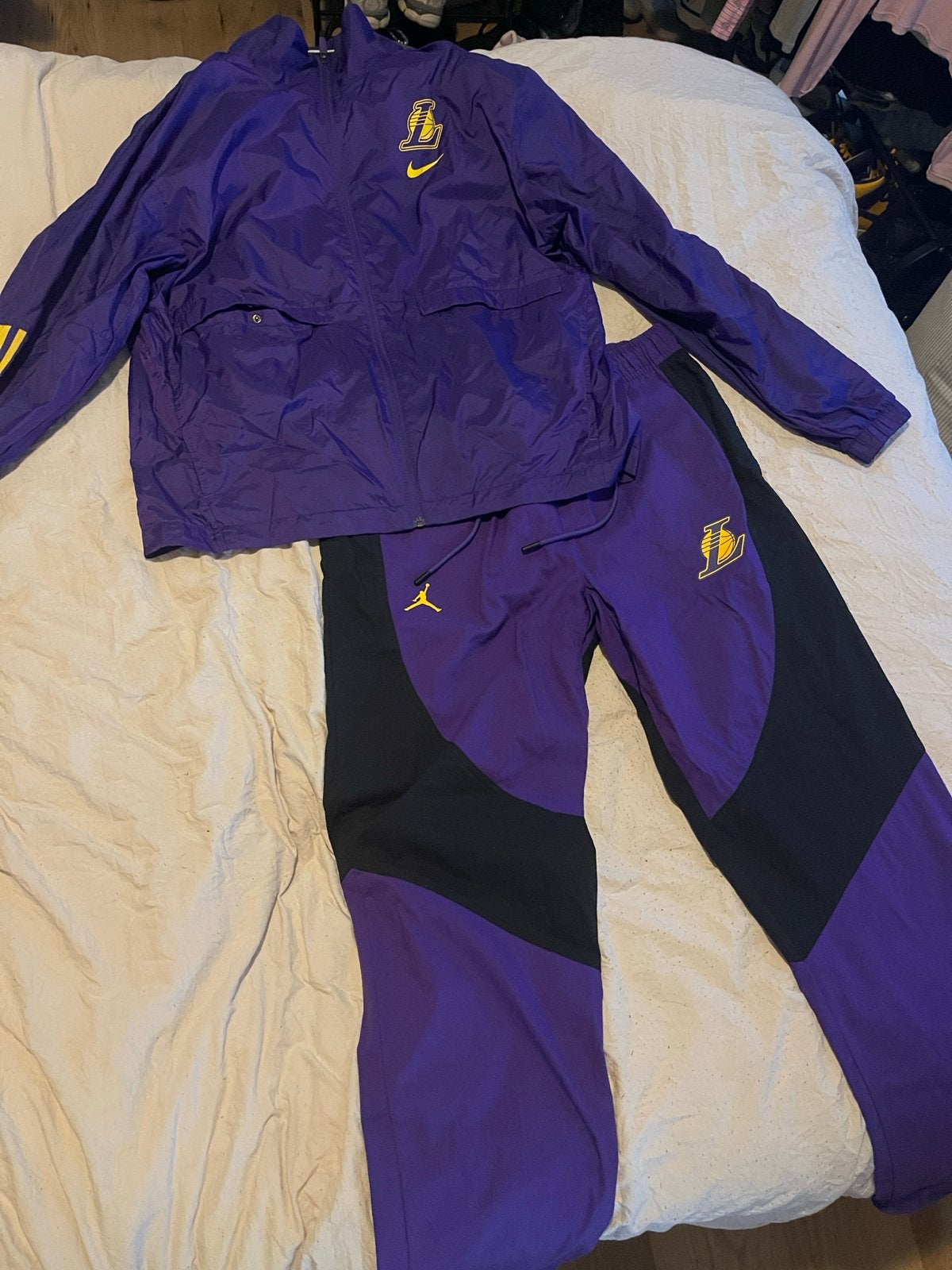 Nike Jordan NBA Los Angeles Lakers trainingspak Maat L, Paars, Ophalen of Verzenden, Zo goed als nieuw, Maat 42/44 (L)