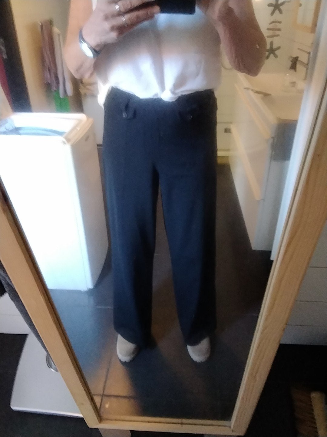 Zwarte broek wijde pijp maat L van Pescara, Maat 42/44 (L), Pescara, Ophalen of Verzenden, Lang