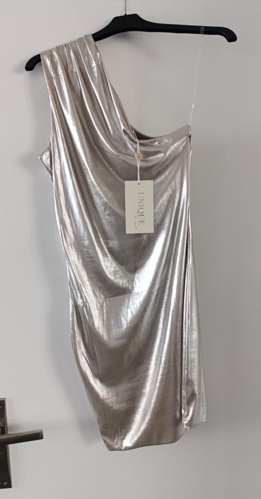 Jurkje / party dress metallic maat 36/38, Overige kleuren, Unique the label, Nieuw, Ophalen of Verzenden