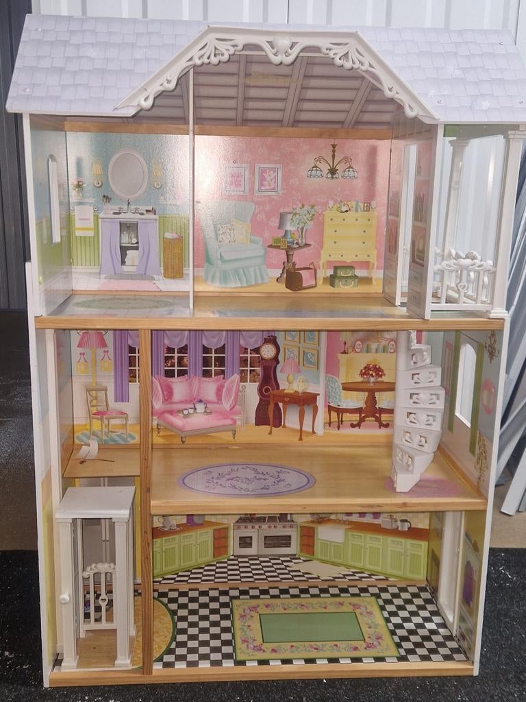 KidKraft Kaylee Poppenhuis voor Barbies (incl. meubels), Ophalen of Verzenden, Gebruikt, Poppenhuis