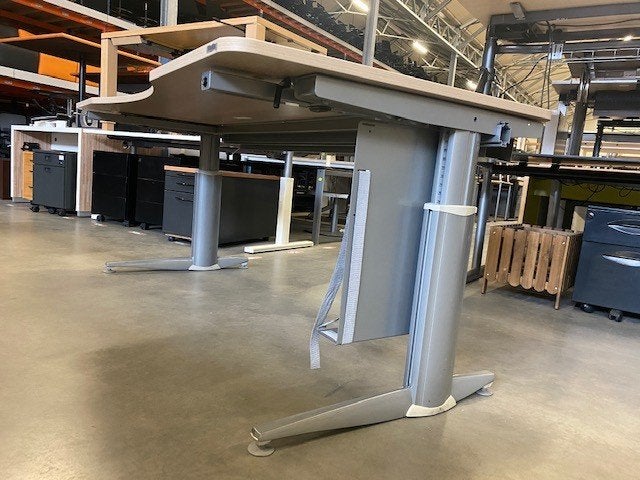 Verstelbaar bureau met slinger 180x90xH62-91 cm, 850 stuks, 90 cm, Gebruikt, 180 cm, Ophalen of Verzenden